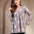 Sky-blue floral printed cotton flared top for women
