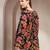 Black floral printed cotton flared top for women