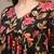 Black floral printed cotton flared top for women