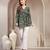 Green floral printed cotton flared top for women