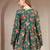 Green floral printed cotton flared top for women