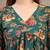 Green floral printed cotton flared top for women