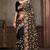 Black sequin zari embroidered work net saree with unstitch blouse piece