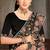 Black sequin zari embroidered work net saree with unstitch blouse piece