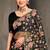 Black sequin zari embroidered work net saree with unstitch blouse piece