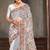 White sequin zari embroidered work net saree with unstitch blouse piece