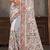 White sequin zari embroidered work net saree with unstitch blouse piece