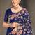 Navy blue sequin zari embroidered work net saree with unstitch blouse piece