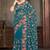 Teal blue sequin zari embroidered work net saree with unstitch blouse piece