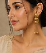 Gold-plated antique matte chandbali kashmiri earrings