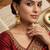 gold-plated antique matte chandbali kashmiri earrings with red and green multi-stones