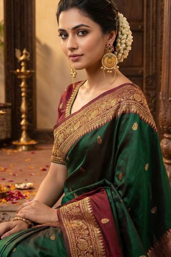 gold-plated antique matte chandbali kashmiri earrings with red and green multi-stones
