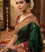 gold-plated antique matte chandbali kashmiri earrings with red and green multi-stones