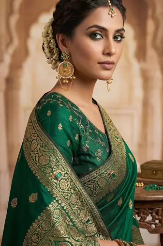 gold-plated antique matte chandbali kashmiri earrings with green stones