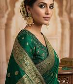 gold-plated antique matte chandbali kashmiri earrings with green stones