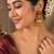 gold-plated antique matte chandbali kashmiri earrings with red stones