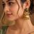gold-plated antique matte chandbali kashmiri earrings with red and green multi-stones