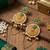 gold-plated antique matte chandbali kashmiri earrings with green stones