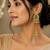 gold-plated antique matte chandbali kashmiri earrings with green stones