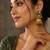 gold-plated antique matte chandbali kashmiri earrings with green stones