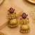 gold-plated antique matte chandbali kashmiri earrings with red stones