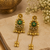 gold-plated antique matte chandbali kashmiri earrings with green stones