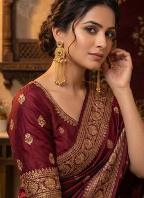 gold-plated antique matte chandbali kashmiri earrings with red stones 1