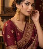 gold-plated antique matte chandbali kashmiri earrings with red stones
