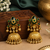 gold-plated antique matte chandbali kashmiri earrings with green stones