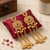 gold-plated antique matte chandbali kashmiri earrings with red stones