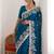 Teal colour party wear rangoli silk embroidered saree