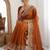 Rust colour party wear rangoli silk embroidered saree