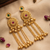 gold-plated antique matte chandbali kashmiri earrings with red and green multi-stones