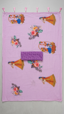 Lavender colour weightless digital print saree with unstitched blouse 5