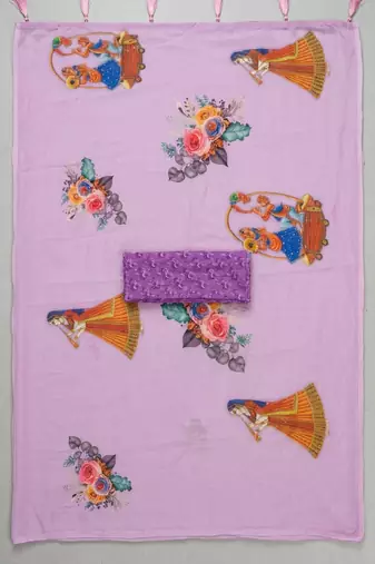 Lavender colour weightless digital print saree with unstitched blouse
