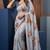 Grey colour weightless digital print saree with unstitched blouse