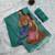 Sea green colour weightless digital print saree with unstitched blouse