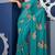 Teal colour weightless digital print saree with unstitched blouse