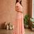 Pink  white floral embroidery & lace work  cotton blend fabric  tiered fit & flare maxi style  women   s western dress