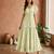 Mustard  white floral embroidery & lace work  cotton blend fabric  tiered fit & flare maxi style