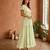 Mustard  white floral embroidery & lace work  cotton blend fabric  tiered fit & flare maxi style