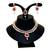 Maroon, green, and white agate stone necklace set with earrings and maang tikka (gold plated)