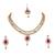 Maroon, green, and white agate stone necklace set with earrings and maang tikka (gold plated)