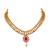 Maroon, green, and lct agate stone necklace set with earrings and maang tikka (gold plated)