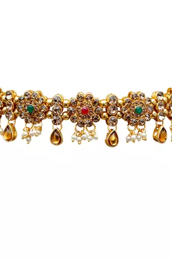 Maroon, green, and lct agate stone necklace set with earrings and maang tikka (gold plated)