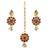 Maroon, green, and lct agate stone necklace set with earrings and maang tikka (gold plated)