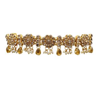 Lct agate stone necklace set with earrings and maang tikka (gold plated) 4