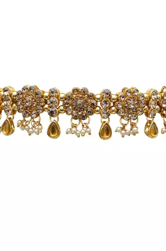 Lct agate stone necklace set with earrings and maang tikka (gold plated)