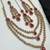 Maroon color necklace set with earrings and maang tikka – agate stone, antique gold plating
