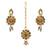 Lct agate stone necklace set with earrings and maang tikka (gold plated)